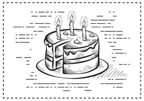 Freier Weinlese-Hand gezeichneter Geburtstag-Kuchen-Hintergrund vektor