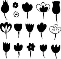 Vektor-Sammlung von Doodle-Blumen und Blättern. um digitales Papier, Aufkleber, Färbungen zu erstellen vektor
