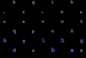 dunkles mehrfarbiges, regenbogenfarbenes Vektormuster mit ABC-Symbolen. vektor