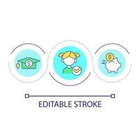 Symbol für früh begonnene Einsparungen für das Konzept der Bildungsschleife für Kinder. Geld fürs College. Treuhandfonds abstrakte Idee dünne Linie Illustration. isolierte Umrisszeichnung. editierbarer Strich. vektor