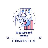 Konzeptsymbol messen und verfeinern. effektive führungsentwicklung abstrakte idee dünne linie illustration. Analytik. isolierte Umrisszeichnung. editierbarer Strich. vektor