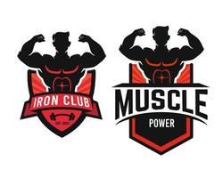 bodybuilding emblem kondition Gym logotyp design. vektor