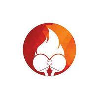 Feuer- und Ping-Pong-Logo-Icon-Design-Vorlage. Tischtennis, Ping-Pong-Vektorsymbol. vektor