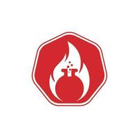 Feuerlabor-Logo-Design-Vorlage. Kombination aus Labor- und Feuerlogo. vektor