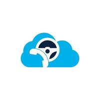 Drive-Call-Cloud-Shape-Konzept-Vektor-Logo-Design. Lenkrad und Telefonsymbol oder -symbol. vektor