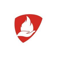 Brandschutz-Vektor-Logo-Design-Konzept. Hand- und Feuer-Icon-Logo-Design. vektor