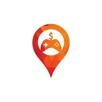 Geldspiel GPS Form Konzept Logo. Joystick-Geldspiel kreatives Online-Logo-Design vektor