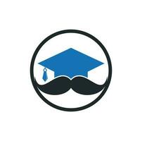 stark utbildning logotyp design mall. hatt gradering med mustasch ikon design. vektor