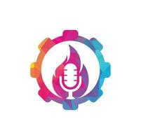 brand podcast redskap form begrepp logotyp design mall. flamma brand podcast mic logotyp vektor ikon illustration