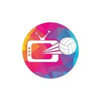 Volleyball- und TV-Logo-Design. Volleyball-TV-Symbol-Logo-Design-Vorlagenillustration. vektor