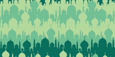 platt stil islamic moské ljus sömlös mönster design. muslim yta design i grön Färg vektor