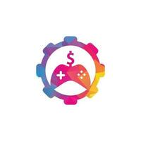 pengar spel redskap form begrepp logotyp. joystick pengar spel uppkopplad kreativ logotyp design vektor