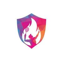 Feuer- und Tennisspieler-Logo-Icon-Design-Vorlage. Tennis-Sport-Vektor-Logo-Design. vektor