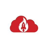 Rakete Feuer Wolke Form Konzept Logo-Design. Feuer- und Raketenlogo-Kombination. Flammen- und Flugzeugsymbol oder -symbol. vektor