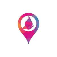 Brandpflege gps Form Konzept Vektor Logo Designkonzept. Hand- und Feuer-Icon-Logo-Design.