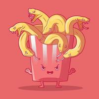 medusa franska frites vektor illustration. snabb mat, monster, mytologi design begrepp.