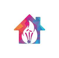 Feuertore und Balllogo. Fire Cricket Home-Vektor-Logo-Design. vektor