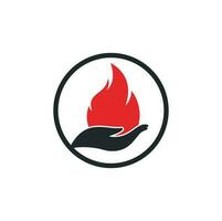 Brandschutz-Vektor-Logo-Design-Konzept. Hand- und Feuer-Icon-Logo-Design. vektor