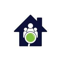 People Finder Hausform Logo. Lupen-Logo. Lupen- und Menschen-Logo-Design-Ikone vektor