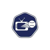 Tennis- und TV-Logo-Design. Tennis-TV-Symbol-Logo-Design-Vorlagenillustration. vektor