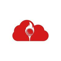 Golf Feuer Wolke Form Konzept Logo Template Design Vektor. Feuer- und Golfball-Logo-Design-Ikone. vektor