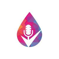 Überprüfen Sie die Entwurfsvorlage für das Podcast-Drop-Vektor-Logo. Podcast-Häkchen-Symbol-Logo-Design-Element vektor