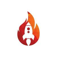 raket brand logotyp design. brand och raket logotyp kombination. flamma och flygplan symbol eller ikon. vektor