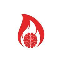 Feuer-Gehirn-Drop-Shape-Konzept-Vektor-Logo-Design-Vorlage. vektor
