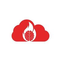 Feuer-Gehirn-Wolke-Form-Konzept-Vektor-Logo-Design-Vorlage. vektor