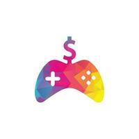 Geldspiel-Logo. Joystick-Geldspiel kreatives Online-Logo-Design vektor