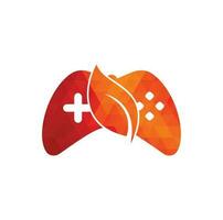 spel och blad logotyp design mall. gaming och blad logotyp design mall. vektor