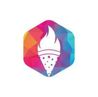 Logo-Designvorlage für heiße Pizza. heiße Pizza-Logo-Hipster-Retro-Vintage-Vektorvorlage. Logo für schnelle Pizzalieferung vektor