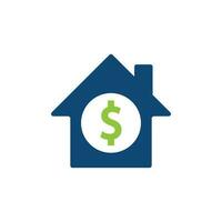 Home Pay-Logo-Vorlage-Design-Vektor. kombination aus münze und immobilienlogo. Geld- und Haussymbol oder -ikone vektor
