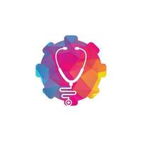 Stethoskop-Getriebe-Shape-Konzept-Logo. medizinische Ikone. Gesundheitssymbol. vektor