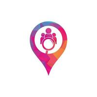 People Finder GPS-Logo Logo. Lupen-Logo. Lupen- und Menschen-Logo-Design-Ikone vektor