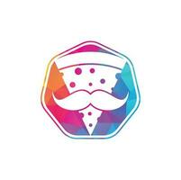 pizza mustasch logotyp design mall. herr pizza logotyp design begrepp vektor ikon.