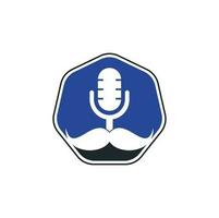 Gentleman-Podcast-Logo-Design-Vorlage. Schnurrbart-Podcast-Symbol. vektor