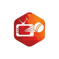 cricket boll och TV logotyp design. cricket TV symbol logotyp design mall illustration. vektor