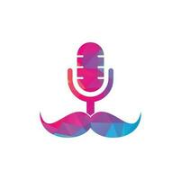 Gentleman-Podcast-Logo-Design-Vorlage. Schnurrbart-Podcast-Symbol. vektor