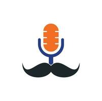 Gentleman-Podcast-Logo-Design-Vorlage. Schnurrbart-Podcast-Symbol. vektor