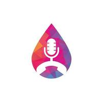 Anruf Podcast Tropfenform Konzept Symbol Logo Gestaltungselement. Telefon-Podcast-Logo-Design vektor