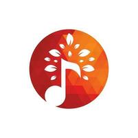musik träd logotyp design. musik och eco symbol eller ikon. musik notera ikon kombinera med träd form ikon vektor