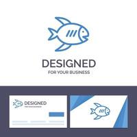 kreativ företag kort och logotyp mall strand kust fisk hav vektor illustration