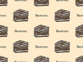 brownies tecknad serie karaktär sömlös mönster på gul bakgrund vektor