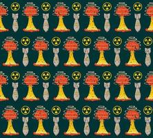 Smaragdvektor nahtloses Muster mit Elementen des Atomkriegs vektor