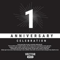 1 år årsdag firande mall på svart bakgrund. eps10 vektor illustration.