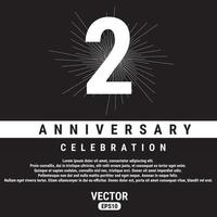 2 år årsdag firande mall på svart bakgrund. eps10 vektor illustration.