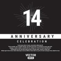 14 Jahre Jubiläumsfeier Vorlage auf schwarzem Hintergrund. eps10-Vektorillustration. vektor