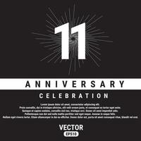 11 år årsdag firande mall på svart bakgrund. eps10 vektor illustration.