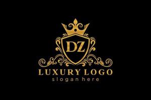 Royal Luxury Logo-Vorlage mit anfänglichem dz-Buchstaben in Vektorgrafiken für Restaurant, Lizenzgebühren, Boutique, Café, Hotel, Heraldik, Schmuck, Mode und andere Vektorillustrationen. vektor